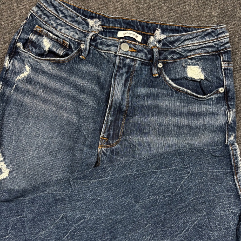 Good American Good Vintage Jeans Women 10/30 Blue Distressed High Rise Denim